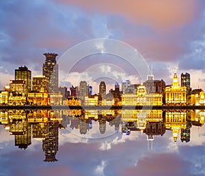 Beautiful shanghai bund in sunset