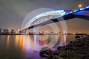 Beautiful shanghai lupu bridge at night