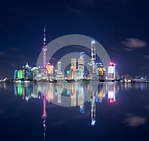 Beautiful shanghai skyline and reflections