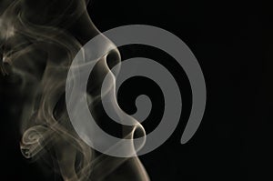 Beautiful shape of smoke, abstract, close up delicate form.