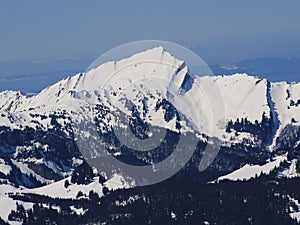 Beautiful shaped mountain Grosser Speer in winter photo