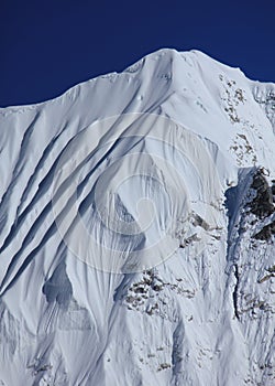 Beautiful shaped snow covered mountain near Mount Everest