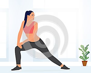 Beautiful and shapely woman warming up or exercising