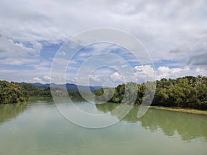 Beautiful Sharavati river and cloudy sky