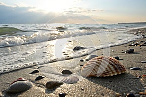 Beautiful shell lying on the beach