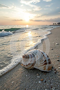 Beautiful shell lying on the beach