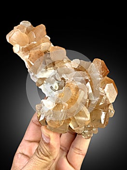 beautiful sherry color natural brown topaz crystal cluster mineral specimen from skardu pakistan