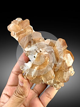 beautiful sherry color natural brown topaz crystal cluster mineral specimen from skardu pakistan