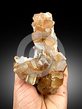 beautiful sherry color natural brown topaz crystal cluster mineral specimen from skardu pakistan