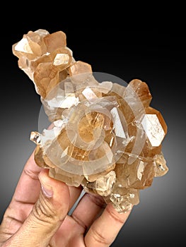 beautiful sherry color natural brown topaz crystal cluster mineral specimen from skardu pakistan
