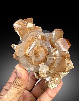 beautiful sherry color natural brown topaz crystal cluster mineral specimen from skardu pakistan