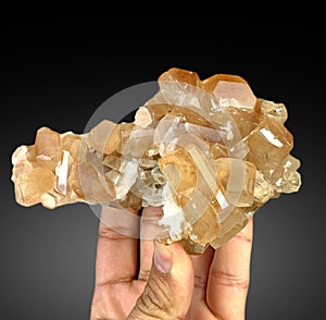 beautiful sherry color natural brown topaz crystal cluster mineral specimen from skardu pakistan