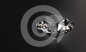 Beautiful Shiny Diamond on Black Background - 3D Illustration Render