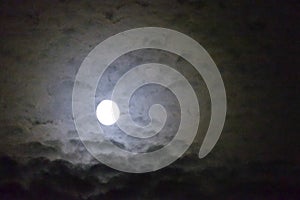 Beautiful shiny full moon with clouds