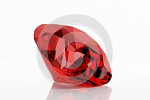 Beautiful Shiny Ruby Diamond on White Background - 3D Illustration Render