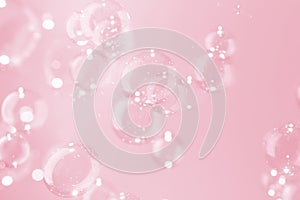 Beautiful shiny transparent pink soap bubbles float texture background. freshness natural summer background.