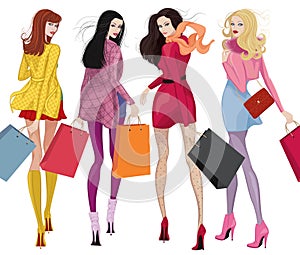 Beautiful shopping girls