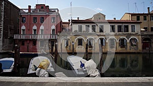 Beautiful shore of the Venetian city on the water Chioggia