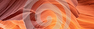 Beautiful shot of abstract orange sandstone patterns in Antelope Canyon, Arizona, USA