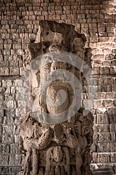 Beautiful shot of the ancient sculptures in Copan Ruinas and its beautiful Mayan ruins in Honduras