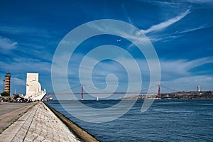 Beautiful shot of the April 25 bridge over the Tejo River in Lisbon, Portugal