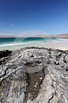 Beautiful shot of the beach in Harris, Outer Hebrides on a sunny day
