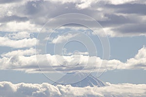 Beautiful shot of Biblical Mount Ararat in clouds