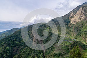 Beautiful shot of Chhomrong village, Annapurna Base Camp trek, Nepal