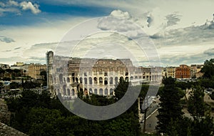 Beautiful shot of the Colosseum against cloudy sky during daytime in Rome, Italy