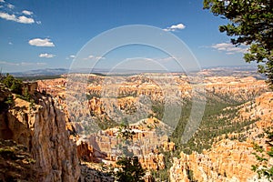 Beautiful shot of the famous Bryce Canyon National Park on a blue sky background