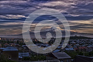 Beautiful shot of the famous Mount Ararat view from an Armenian village photo