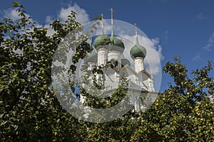 Beautiful shot of the famous Rostovskiy Kreml in Rostov, Russia blue sky background