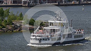 Beautiful shot of a Finnish tourist boat sailing.