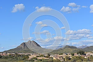 Beautiful shot of the Gavilan Peak mountain view north of Phoenix in New River, Arizona photo