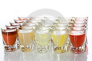 Beautiful shot glasses back lit