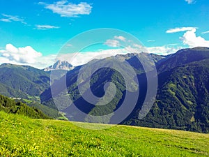 Beautiful shot of green mountains, Luson, South Tyrol