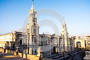 Beautiful shot of the historic Plaza de Arma in Arequipa, Peru photo