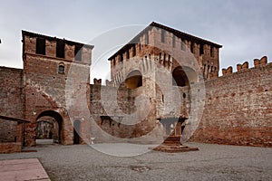 Beautiful shot of the historic Soncino's Castle and grounds in Italy