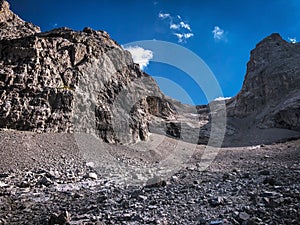 Beautiful shot of a landscape in Sulzfluh under the cloudy skies