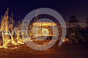 Beautiful shot of light painting in Waterford, Ireland during nighttime, long exposure