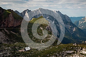 Beautiful shot of Mangart Saddle, Triglav National Park, Slovenia