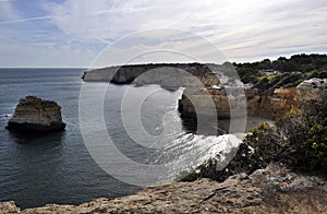 Beautiful shot of the Marinha beach in Lagoa, Portugal