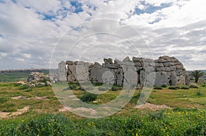 Beautiful shot of megalithic temples of Malta with blue sky in the background