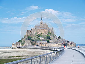 Beautiful shot of Mont Saint Michel cathedral on the island, Normandy, Northern France, Europe