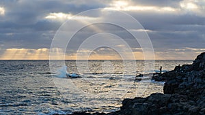 Beautiful shot of an oceanscape in Lanzarote, Canary islands on a cloudy day