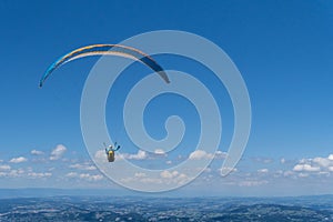 Beautiful shot of a paraglider in the sky over the Evian-Les-Bains, France