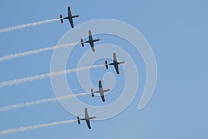 Beautiful shot of the planes on midflight during airshow photo