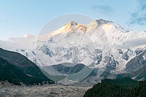 Beautiful shot of Rakhiot glacier and Nanga Parbat mountain in karakoram ,Pakistan