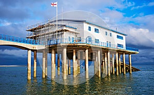 Beautiful shot of the Roa Island lifeboat station under the clouds