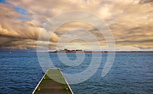 Beautiful shot of the Roa Island lifeboat station under the clouds